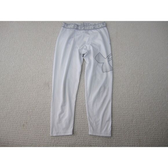 Under‎ Armour Pants Youth Large White Leggings Fitted Sports Compression YLG - Picture 1 of 8